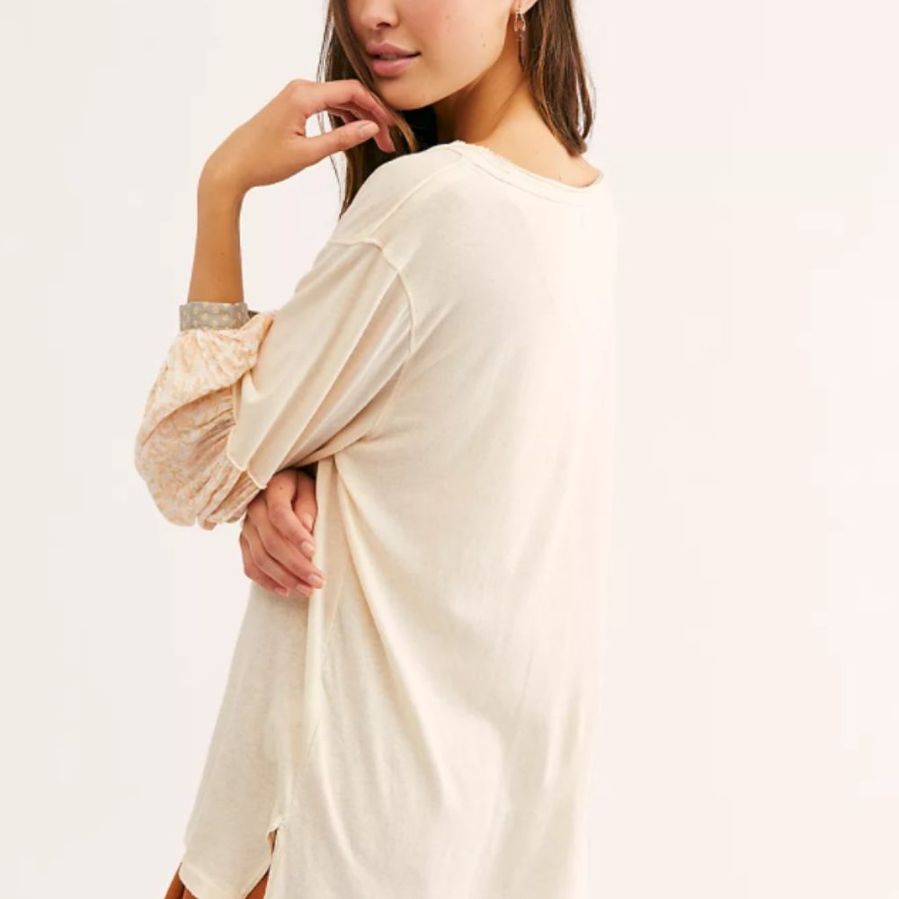 Free People Jade Long Sleeve Contrast Print Top S - Picture 2 of 9